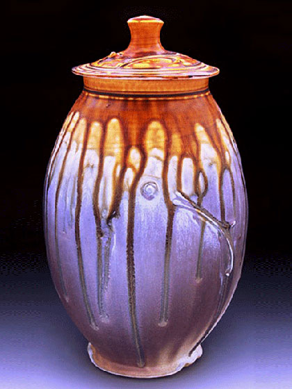 Tall lidded jar by ceramicist Don Ellis