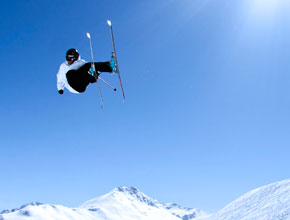 Ski Business and Resort Management student soars over the snow at local Tahoe ski resort