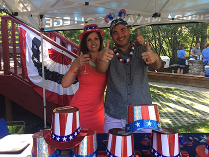 celebrants enhjoying SNU's 2016 Eagle Club Red White and Blue Tahoe event.