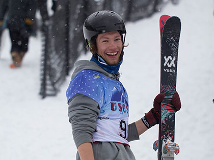 Joris Grintalis was 1st in combined individual results for the men's freeski team at the 2018 USCSA Nationals
