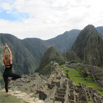 English major Terra Breeden practices yoga atop Machu Picchu