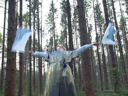 screenshot from performance artist Jean Brennan's film "Mother Nature Calls"