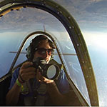 Digital Arts and Management major Nick Cahill gets the shot from above while flying upside down