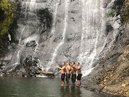 Agua Buena Costa Rica, Sierra Nevada College environmental science students at a waterfall