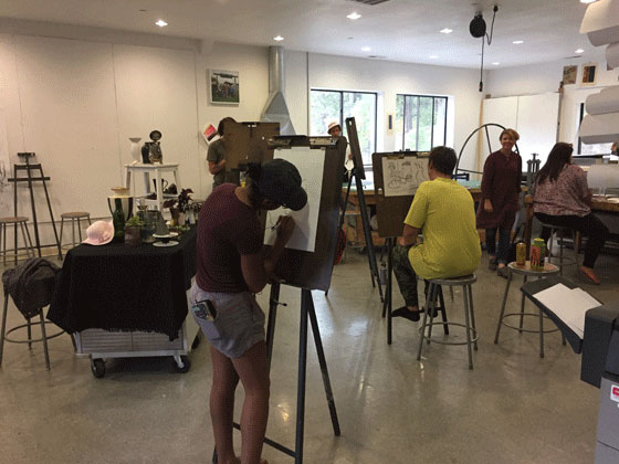 drawing class in the Holman Arts and Media building building at Sierra Nevada University
