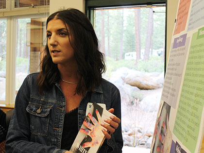 Interdisciplinary Studies student Jaime Edwards shares her project White Town at the 2019 student symposium at SNC Tahoe.