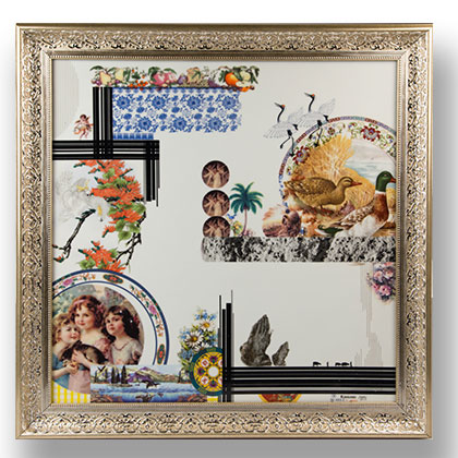 Tea, Coffee - We believe, So do you, a collage of period ceramic fragments by SNU fine arts alumnus Nicholas Geankoplis