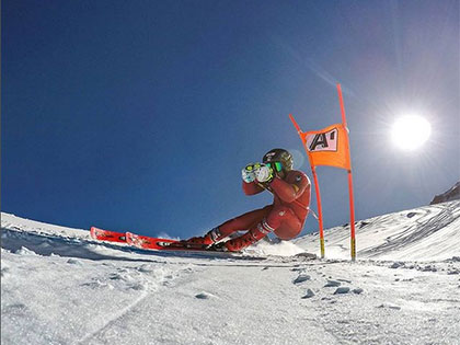 Skiier Travis Ganong training for the 2018 Winter Olympics in La Parva, Chile, in August 2017