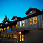The Holman Arts & Media Center at dusk.