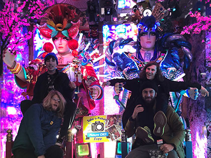 Sierra Nevada College art students at the entrance to the spectacular Robot Restaurant show in Tokyo Japan.