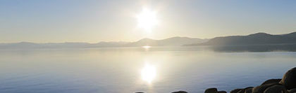 The sun reflected in Lake Tahoe during a summer sunset