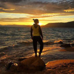 US alpine skier Lila Lapanja takes in a Lake Tahoe sunset