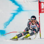 US alpine skier Lila Lapanja rounds a gate during a race