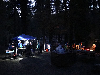 Butte Lake Campground, Lassen NP - science students and faculty camp at dusk