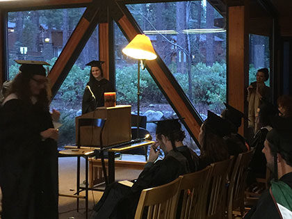 Graduates from Sierra Nevada University's low-residency MFA in Creative Writing program on the SNU campus