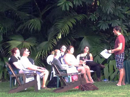 Author Pablo Cartaya teaching a course to MFA in Creative Writing students during their Jamaica residency