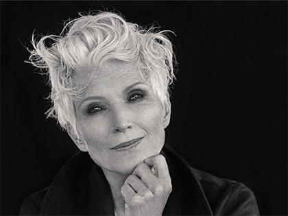 black and white portrait of Maye Musk