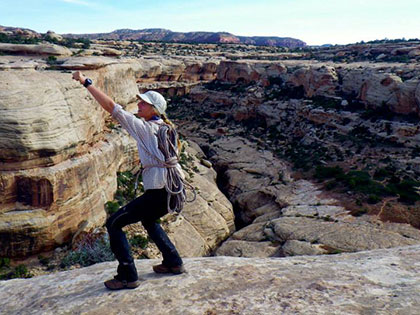 Science major Makenzie OConnor rock climbs in Utah
