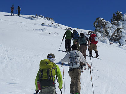 Outdoor Adventure Leadership students take a backcountry ski class in the Tahoe Wilderness