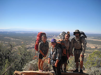 Outdoor Adventure Leadership students backpack in high dessert terrain