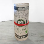 constructed giant roll of hundred dollar bills for artist Vincent Pacheco's exhibition at Sierra Nevada University
