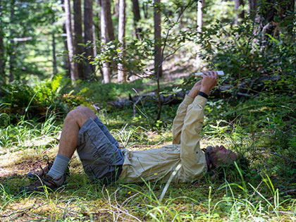 relaxing in the backcountry - Sierra Nevada College environmental science and outdoor adventure leadership students in field courses on the Wild and Scenic Rogue River