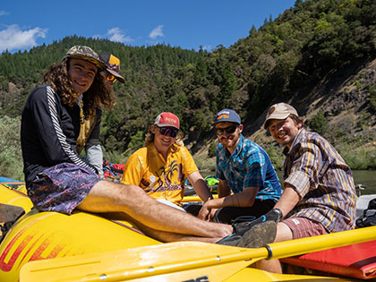 students plan for the river expeditions next day - Sierra Nevada College environmental science and outdoor adventure leadership students in field courses on the Wild and Scenic Rogue River