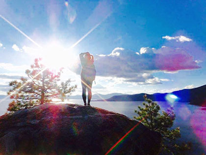 International student takes a quick hike to Monkey Rock to get a view of her new home in the Tahoe Basin
