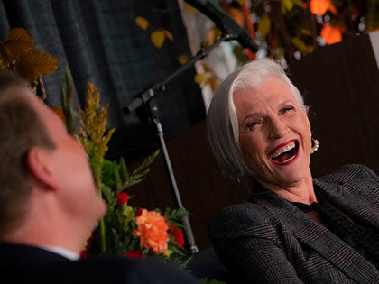 Entrepreneur and nutritionist Maye Musk in conversation at the 2019 Seibens-Binz Tahoe Forum on the Sierra Nevada University campus at the 2019