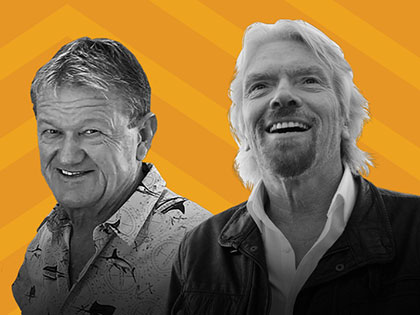 Image of Sir Richard Branson and Dr. Guy Harvey for the Sierra Nevada University Tahoe Forum