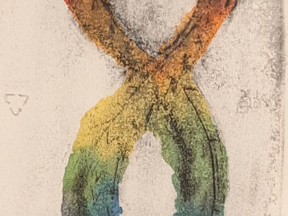 Watercolor figure 8 image for the BFA exhibition of Sierra Nevada University fine arts student Kirsten Vickery