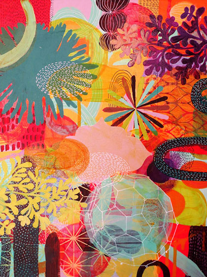 colorful painting by painter, dancer, and ceramic artist Sharon Virtue