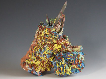 Ian Wieczorek, Bachelor of Fine Arts, displays ceramic piece titled Food Culture