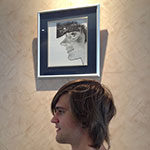 Bachelor of Fine Arts student Ian Wieczorek with cartoon self-portrait