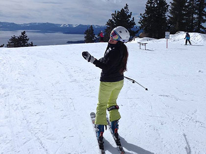 Global Business Management major Kristine Adde skis at Diamond Peak in Lake Tahoe