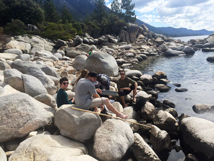 Animal Behavior students spend class catching crayfish at Hidden Beach at Lake Tahoe