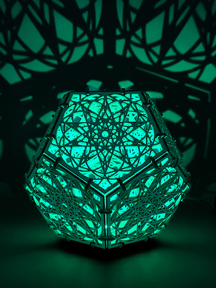 illuminated lamp by laser-cut artist Eric Burns