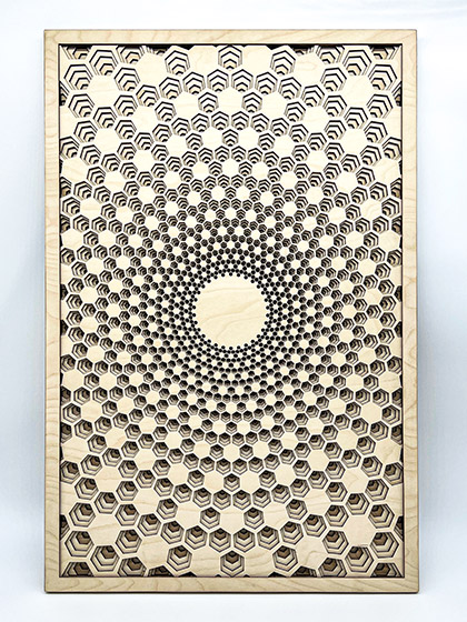 intricate layered panel by laser-cut artist Eric Burns