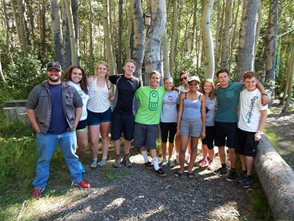 Students hiking during a Sierra Nevada University orientation trip