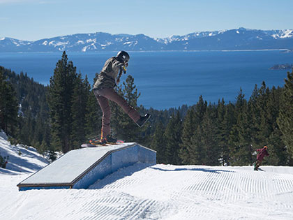 Marissa Hushaw, Ski Business Resort Management major, hits the park at a ski resort in Lake Tahoe