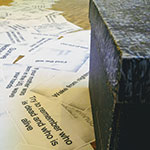 Partial view of artist Karen Krolak's piece Dictionary of Negative Space: an interdisciplinary lament.