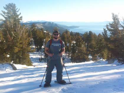 Jordan Koucky, Business major, snowshoeing around Lake Tahoe