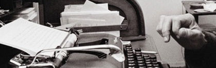 Writer working on old typewriter