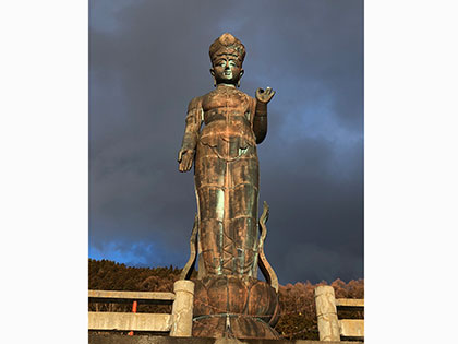 the Sekai Heiwa Kannon (world peace Buddha Statue) at Daihiden Temple in Yudanaka